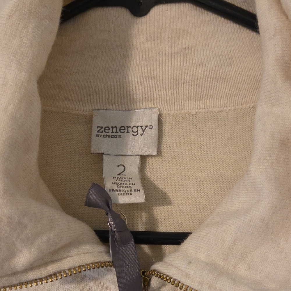 Chico's Cream Embroidered Turtleneck Sweater - Picture 2 of 7